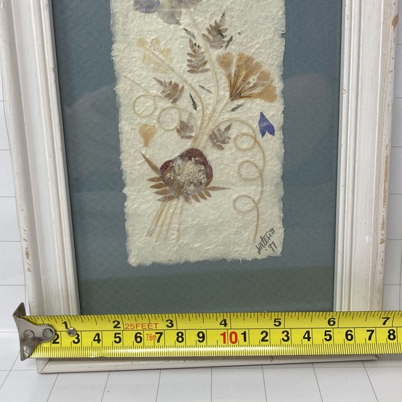 Pressed Flower panel matted framed art signed 1997 cottagecore shabby chic - Picture 5 of 8